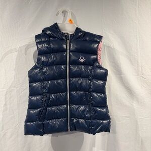 United Colors Of Benetton Dark Blue Puffer Vest with Hood